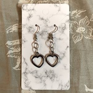 Silver hand made heart earrings